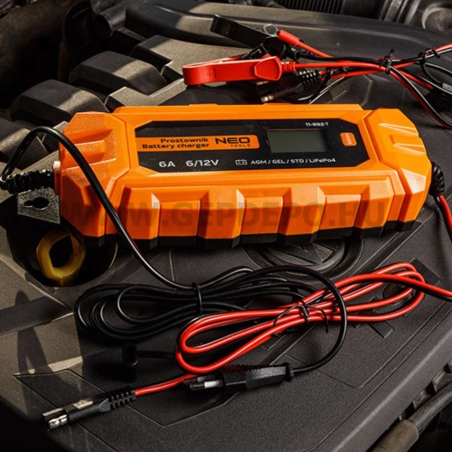 NEO TOOLS Automatikus akkumulátortöltő 6A / 100W, 3-150AH, SAVAS/AGM/GEL akkumulátorokhoz