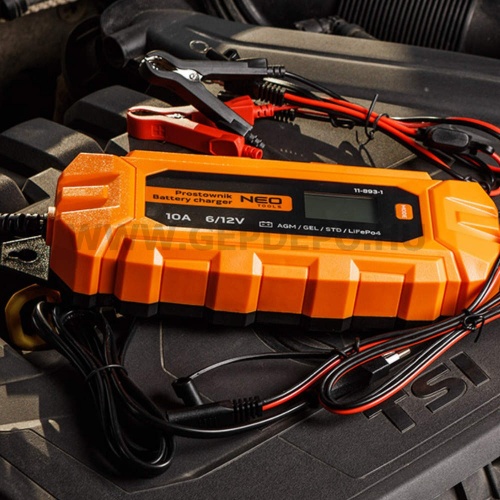 NEO TOOLS Automatikus akkumulátortöltő 10A / 160W, 3-200AH, SAVAS/AGM/GEL akkumulátorokhoz