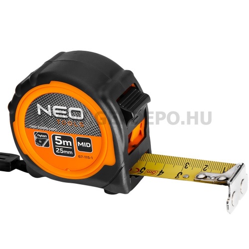 NEO TOOLS mágneses, dupla fékes mérőszalag 5m/25mm