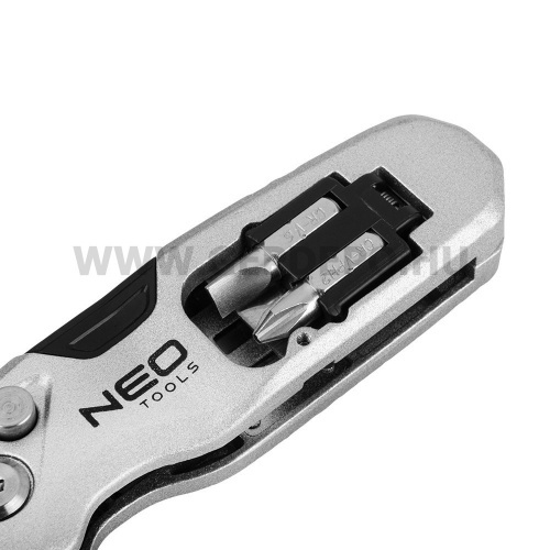 NEO TOOLS összecsukható trapénzpengés kés csavarhúzóval