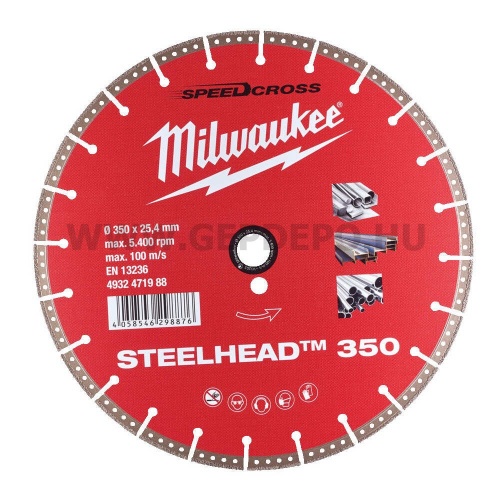 Milwaukee Speedcross STEELHEAD gyémánttárcsa 350mm f:25,4