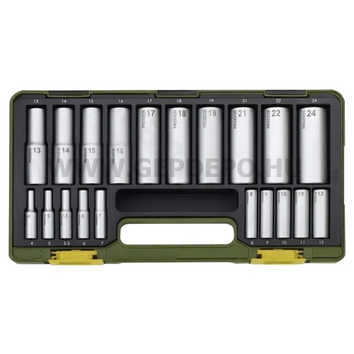 PROXXON Dugókulcs készlet 1/4",1/2", hosszított, 4-24mm, 20db-os (23292)