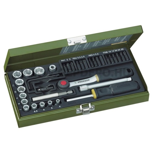 PROXXON Dugókulcs -és bitkészlet 1/4", 4-14mm, 39db-os (23070)