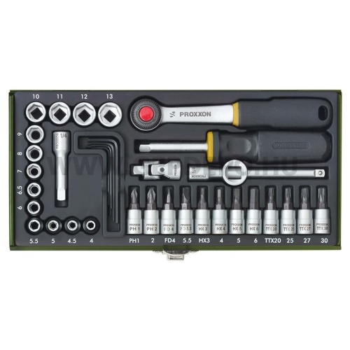 PROXXON Dugókulcs készlet 1/4", 4-13mm, 36db-os (23080)