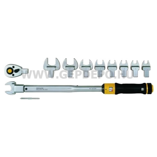 PROXXON MicroClick Irányváltós, racsnis nyomatékkulcs MC 200-Multi, 40-200Nm, 1/2" + villáskulcs kés