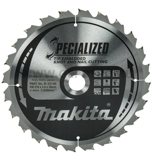 Makita Specialized körfűrészlap szög, csomósfa 270mm f:30 Z24