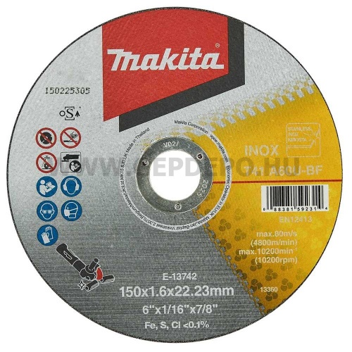 Makita vágótárcsa inoxhoz 150x1,6 mm