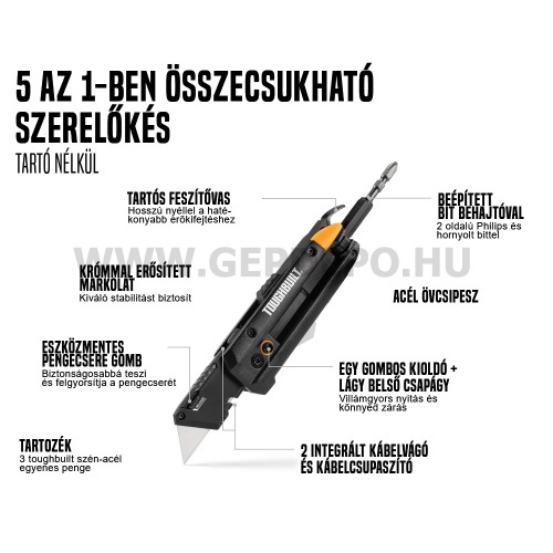 Toughbuilt 5 funkciós összecsukható trapézpengés kés