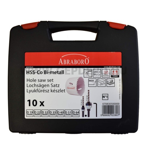 Abraboro HSS-Co lyukfűrész készlet - 15 részes, kofferben