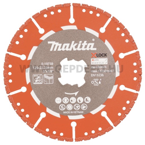 Makita X-LOCK RESCUE-CUT vákuumforrasztott 125 mm gyémánt vágótárcsa