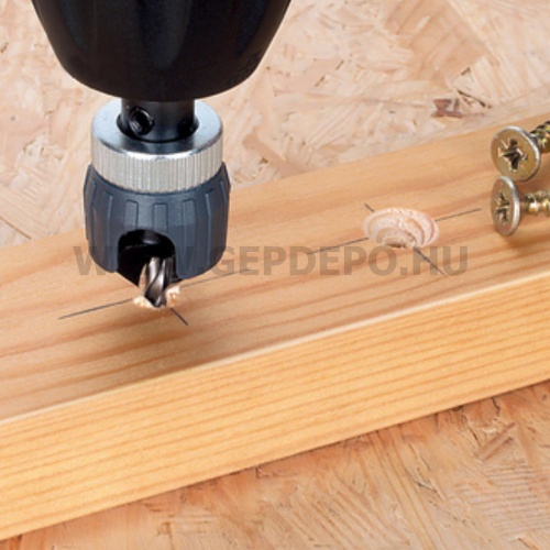 wolfcraft Elöfúró süllyesztövel és mélységstoppal, hatszögszárú, 3.2-12mm 45°