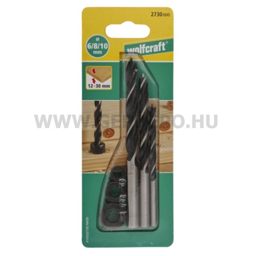 wolfcraft 3db tiplizöfúró mélységállítóval, O6,8,10mm