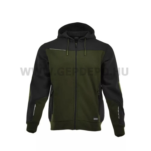 Sara Comfort Plus kapucnis pulóver zöld-fekete M