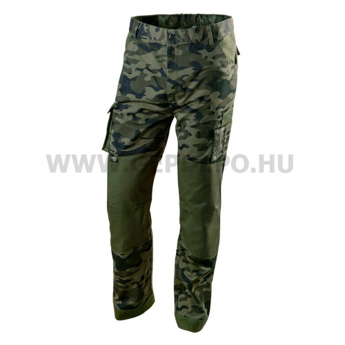 NEO TOOLS munkanadrág terepmintás, 60% pamut, 40% polyester, 255 g/m6, XXXL