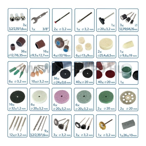 Extol mini köszörű csiszoló, polírozó tartozék készlet 276 részes