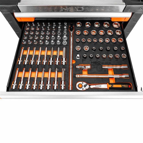 NEO TOOLS Prémium felszerelt műhelykocsi 7 fiókkal, 330 szerszámmal