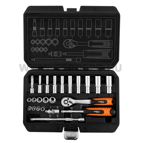NEO TOOLS 1/4" dugókulcskészlet 23 részes