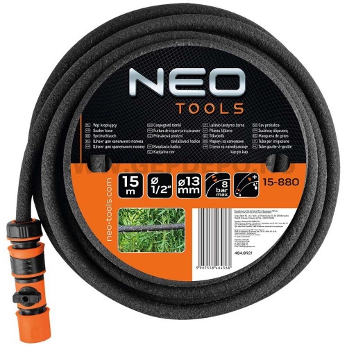 NEO Csepegtető tömlő 15m, 1/2", 8bar, állítható vízmennyiség