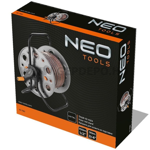 NEO Tömlődob, fém, tömlőméret: 1/2" max100m, 3/4" max30 m