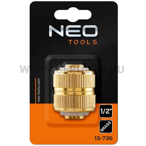 NEO Tömlőtoldó csatlakozó 3/4", réz