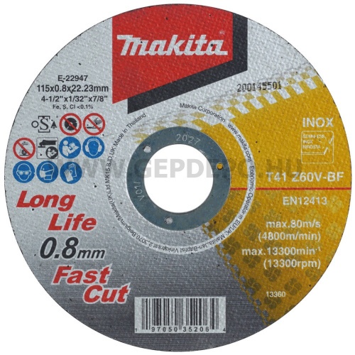 Makita vágótárcsa inoxhoz 115x0,8mm