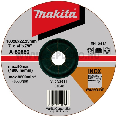 Makita csiszolótárcsa inoxhoz 180x6mm