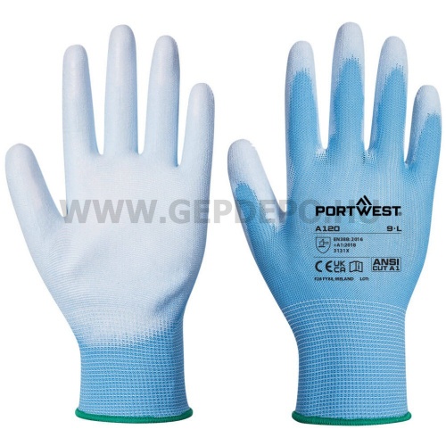 Portwest A120 PU tenyérmártott kesztyű, kék - L/9
