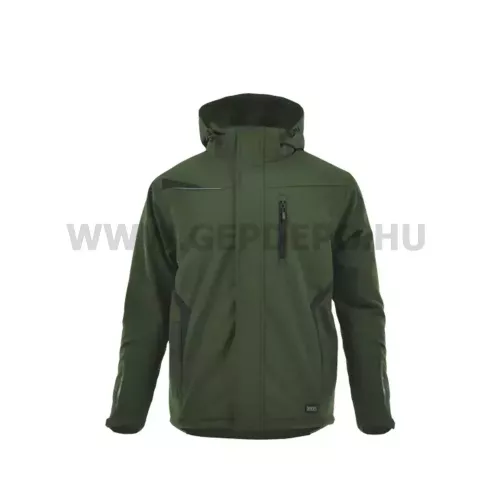 Sara Comfort Winter bélelt SoftShell hosszú kabát zöld-fekete XXXL