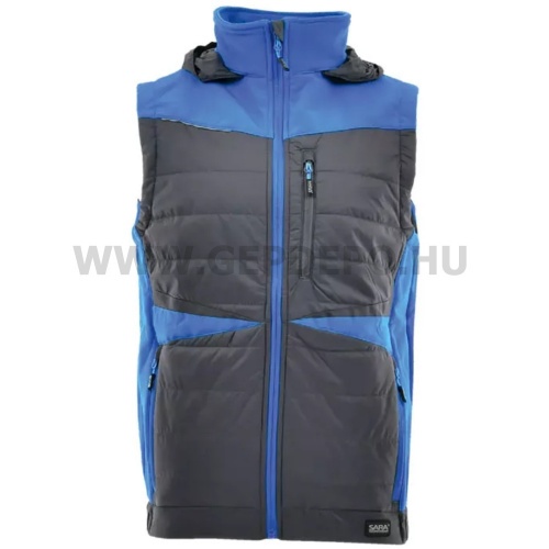 Sara Comfort Plus hybrid kapucnis bélelt mellény s.szürke - égkék XL