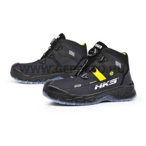 HKS RS 275 BOA gyorsfűzős S3 ESD bakancs, fekete/sárga - 46