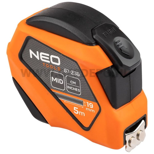 Neo Mérőszalag 5m / 19 mm, mágneses, autostop, skála mm/inch