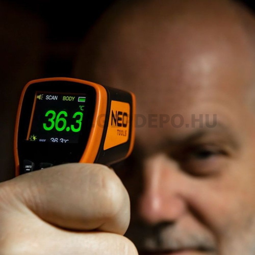 NEO TOOLS Infravörös hőmérő, 32-42.9°C, folyadék, levegő, test