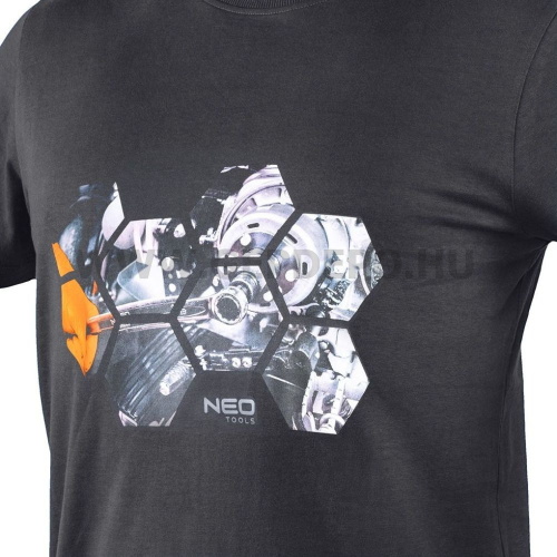 NEO Munkavédelmi póló, hatszög grafika, autóalkatrész minta, 100% pamut, 180g/m2, XXL