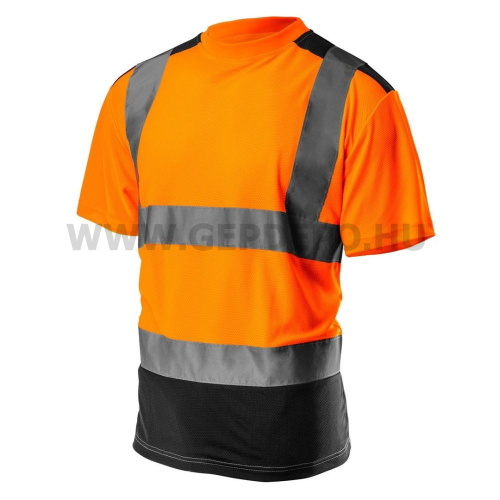 NEO Láthatósági munkavédelmi póló, narancssárga, sötét alsó résszel, XXL