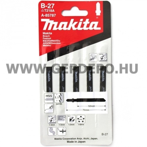 Makita HSS B-27 szúrófűrészlap FÉM, általános, TPI:24, 75 mm - 5 db (T218A)