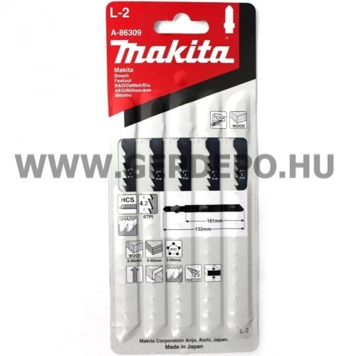 Makita HCS L-2 szúrófűrészlap FA, gyors, TPI:6, 132 mm - 5 db