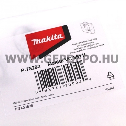Makita papír porzsák 5db VC3511