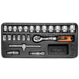 NEO TOOLS dugókulcs készlet műanyag tálcában 3/8" 22 részes