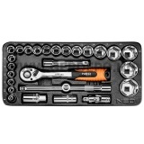 NEO TOOLS dugókulcs készlet műanyga tálcában 1/2" 27 részes
