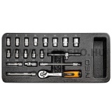 NEO TOOLS dugókulcs készlet műanyag tálcában 1/4" 19 részes