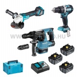 Makita DLX3119TJ akkus szett 18V LXT BL XPT (DHP484 +DHR243 +DGA513 3x BL1850B + DC18RC +2x MakPac)