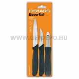 Fiskars Essential hámozó készlet, fekete, 3db-os