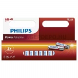 Philips PowerAlkaline LR03P4B/10 AAA ceruza elem LR03 12db/csomag