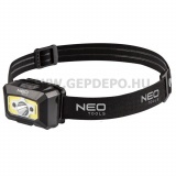 Neo fejlámpa mozgásérzékelővel, tölthető, USB, COB LED, 250 lm