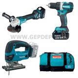 Makita DLX3152TX1 Akkus Szett  (DDF484+DJV180+DGA511 +2xBL1850B + 1xDC18RC + táska) 18V LXT BL XPT