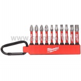 Milwaukee 10 darabos SHOCKWAVE™ ütésálló karabineres bitkészlet (pozi, torx)