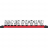 Milwaukee 3/8" Dugókulcsok rövid, SAE, tartósínen 10 db