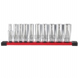 Milwaukee 3/8" Dugókulcsok hosszú, SAE, tartósínen 10 db