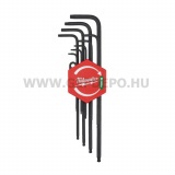 Milwaukee torx L-alakú kulcskészlet - 9 részes (T10-T50)