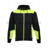 Sara Comfort Plus cipzáras kapucnis pulóver, fekete/láthatósági sárga - XXXL